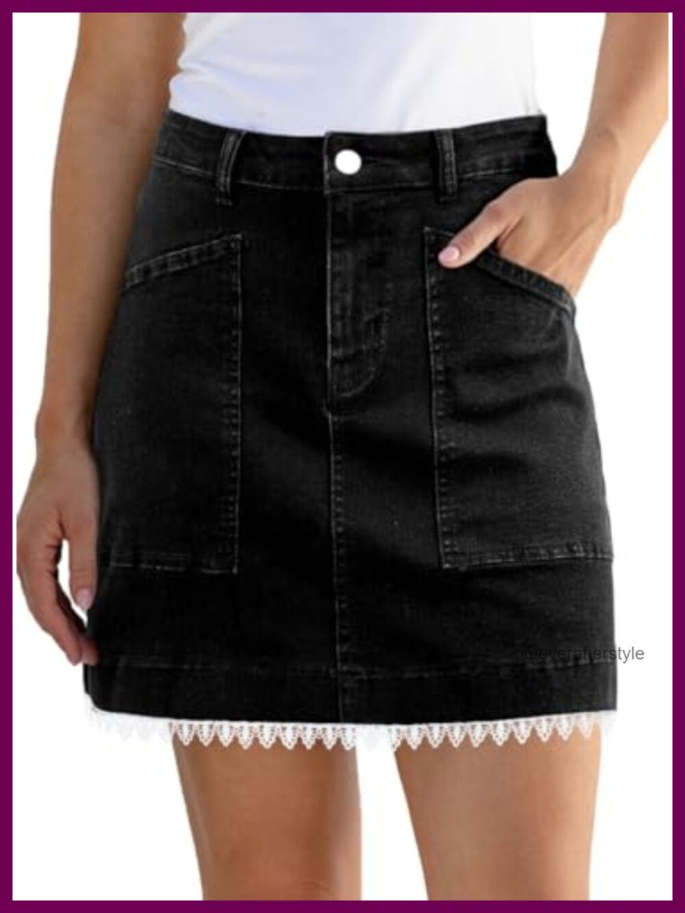 High Waisted Denim Skort Cotton Blend Knee Length